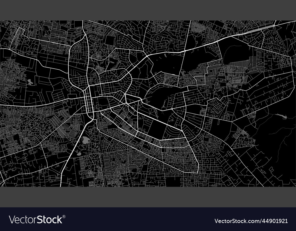 Map of lusaka city urban black and white poster Vector Image