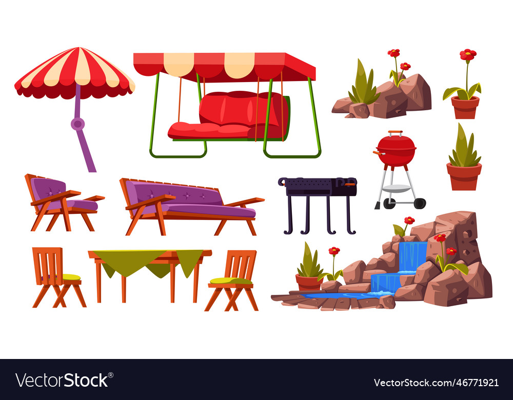 Summer garden or patio elements Royalty Free Vector Image