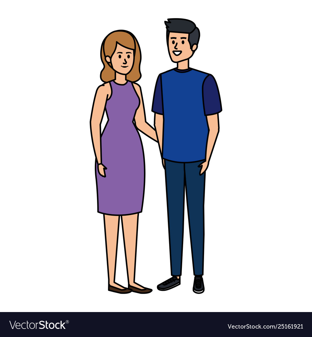 Young couple avatars characters Royalty Free Vector Image