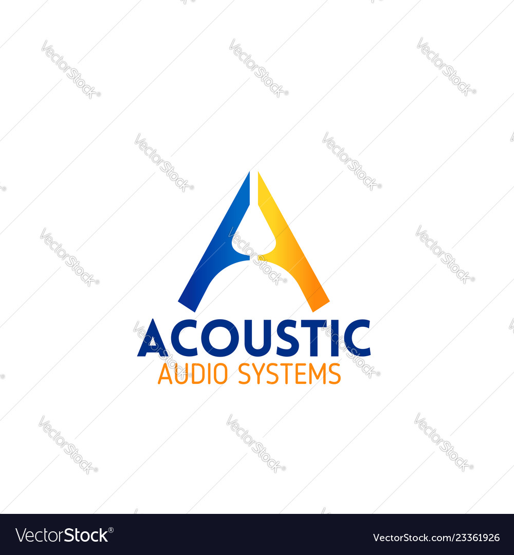 Acoustic audio system emblem for company branding vector image Acoustic audio system emblem for company branding
