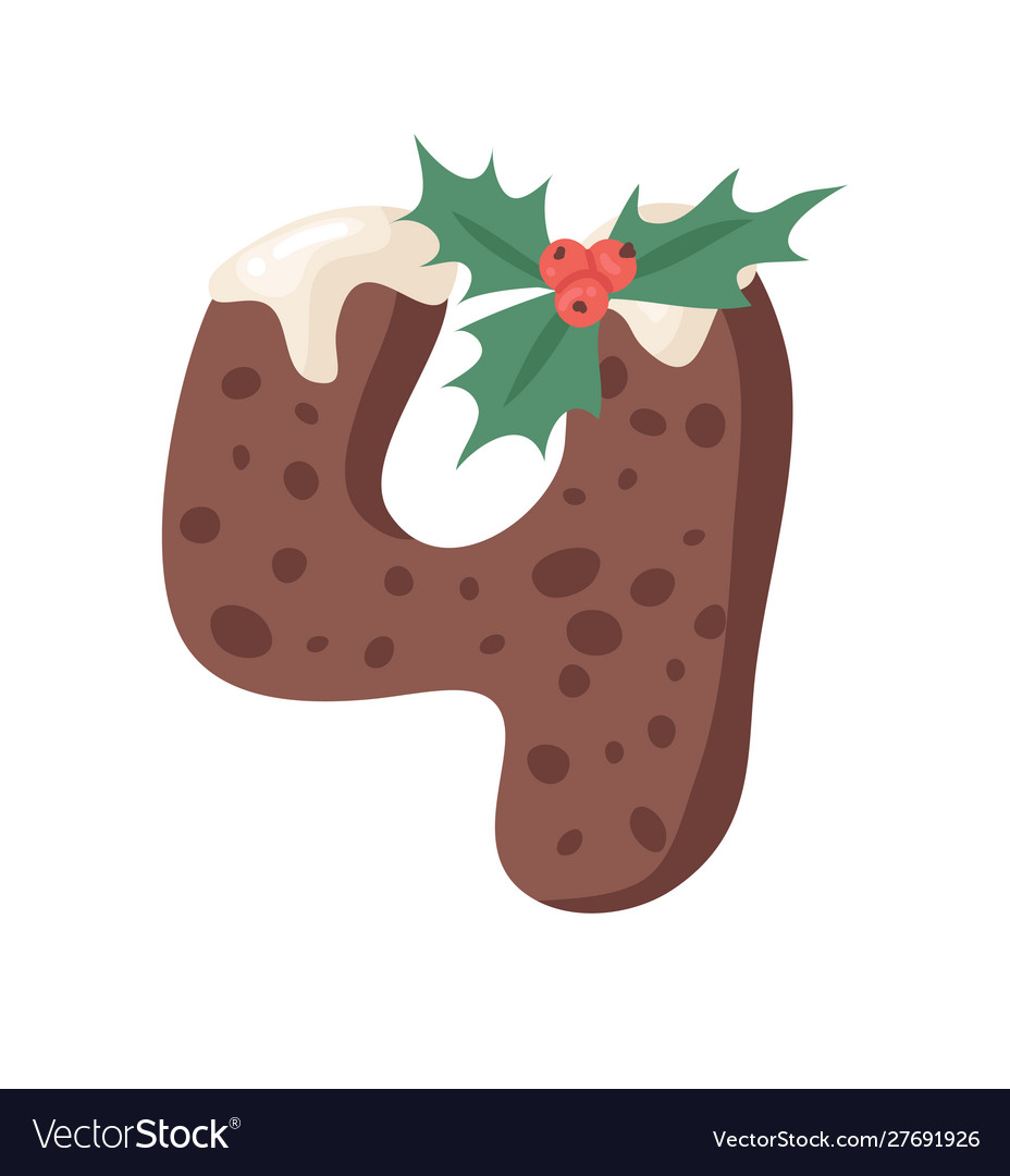 Cartoon christmas pudding hand drawn font actual Vector Image