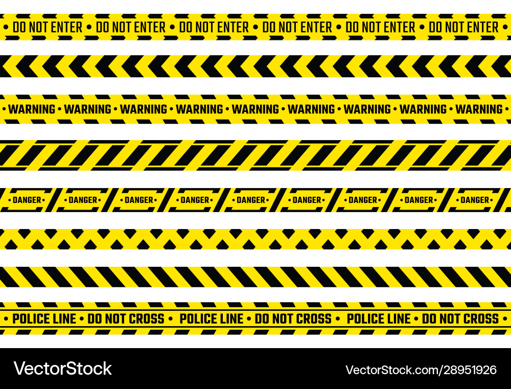 Caution tape yellow attention ribbon with warning Vector Image