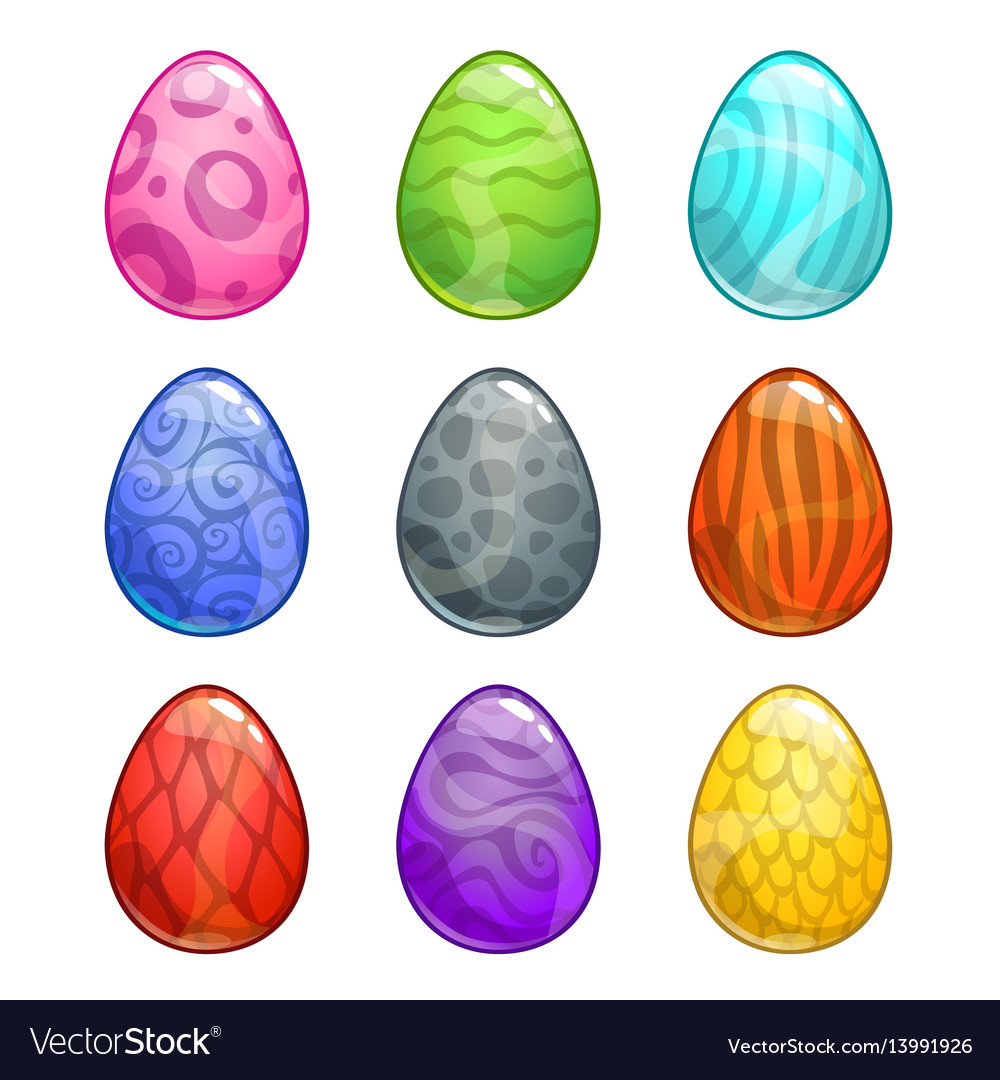 Colorful cartoon eggs set Royalty Free Vector Image