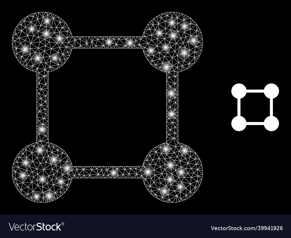 Polygonal wire frame mesh square grid centers Vector Image