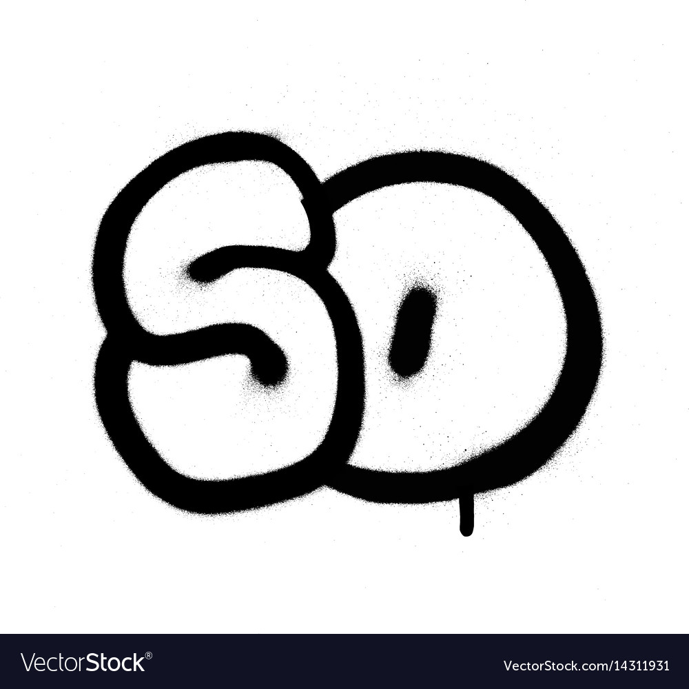 Graffiti bubble number 50 fifty in black Vector Image