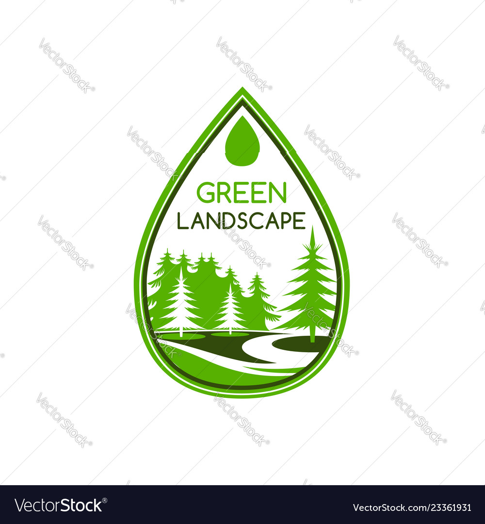Green Trees Garden Landscape Design Icon Vector Image