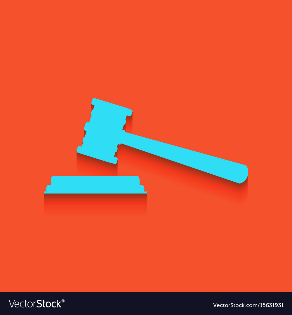 Justice hammer sign whitish icon on brick Vector Image