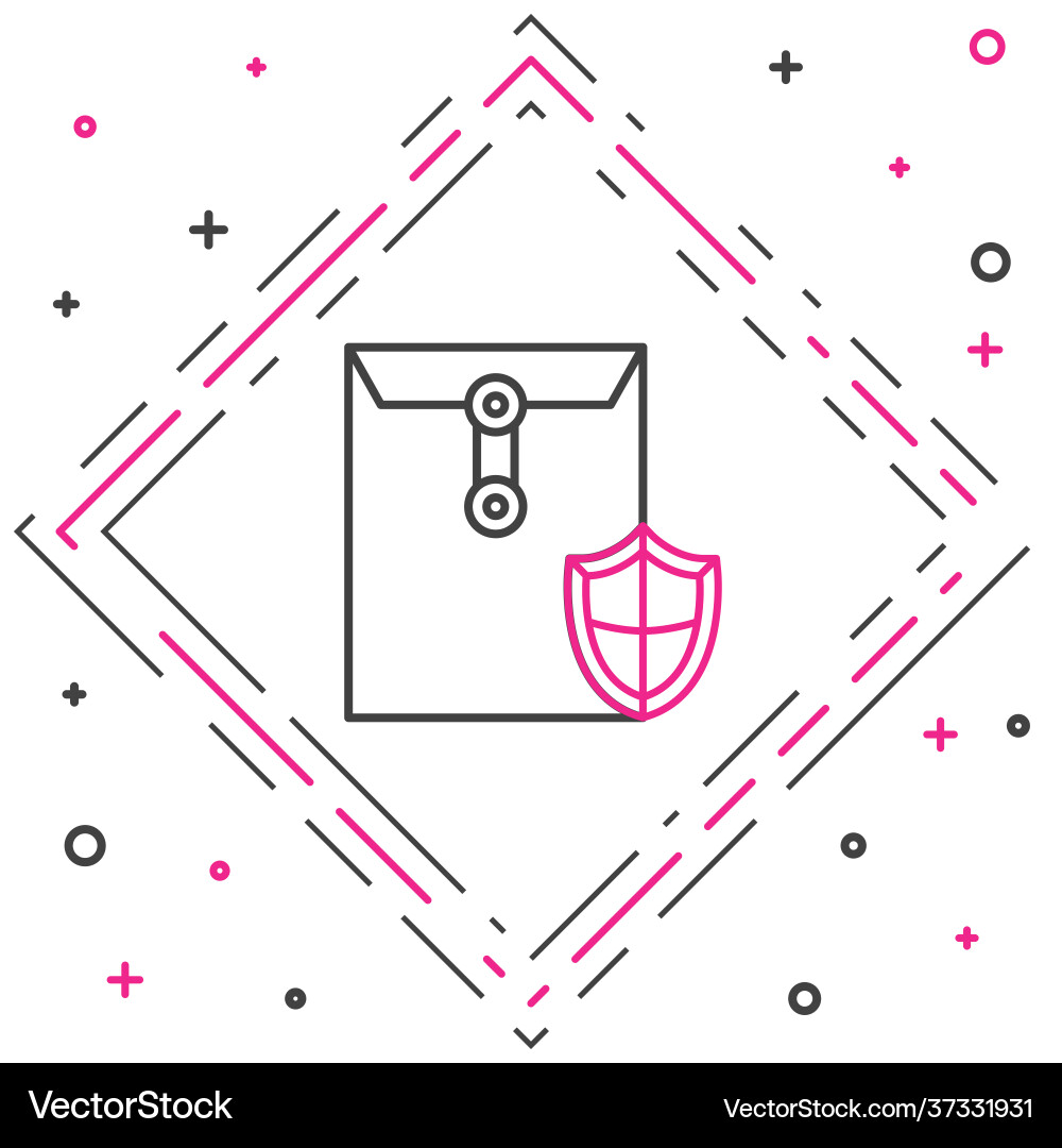 Line envelope with shield icon isolated on white Vector Image