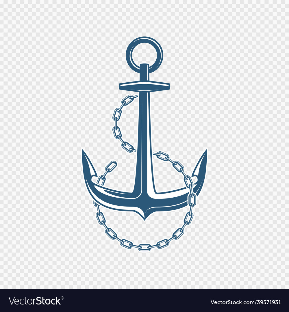 Nautical anchor with chain Royalty Free Vector Image