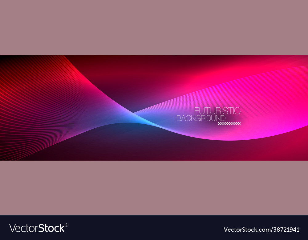 Abstract Neon Glowing Light In Dark With Waves Vector Image