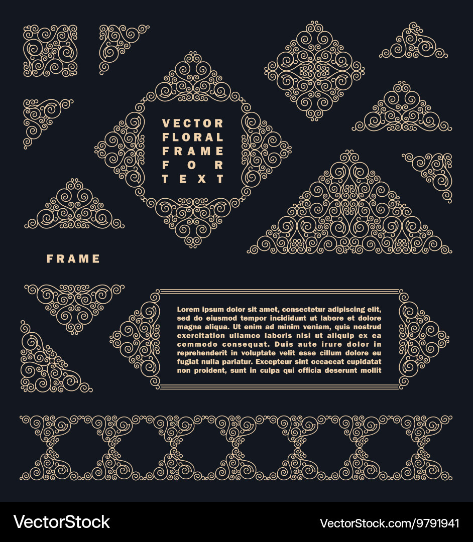 Arabic set frames lines art design Royalty Free Vector Image