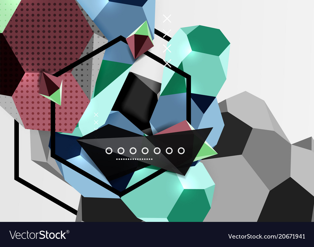 Color 3d geometric composition poster Royalty Free Vector