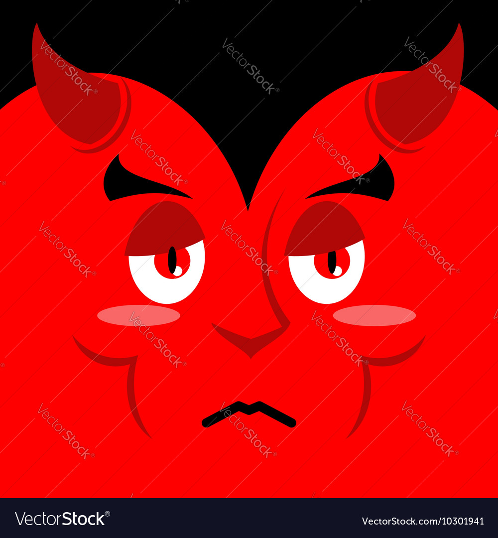 Devil sad sadness emotion on red background demon Vector Image