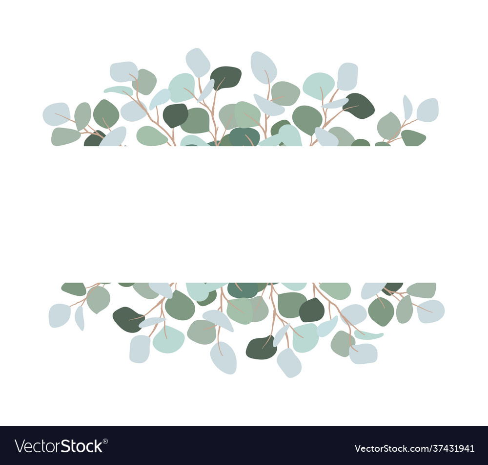 Invitation Card With A Border Green Branches Vector Image