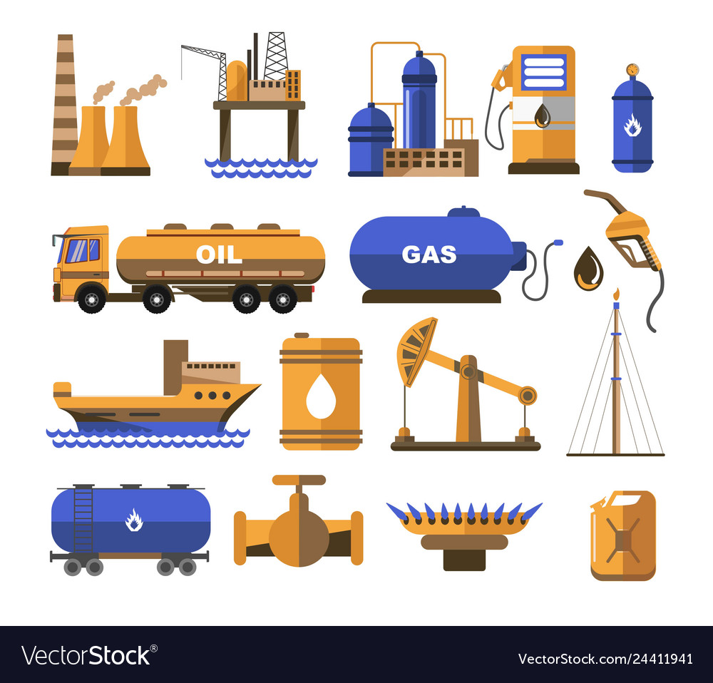 Oil and gas fuel factory or plant station and Vector Image