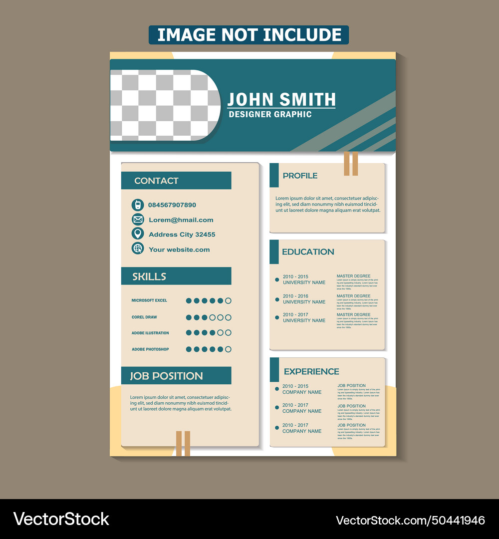 Curriculum vitae template design Royalty Free Vector Image