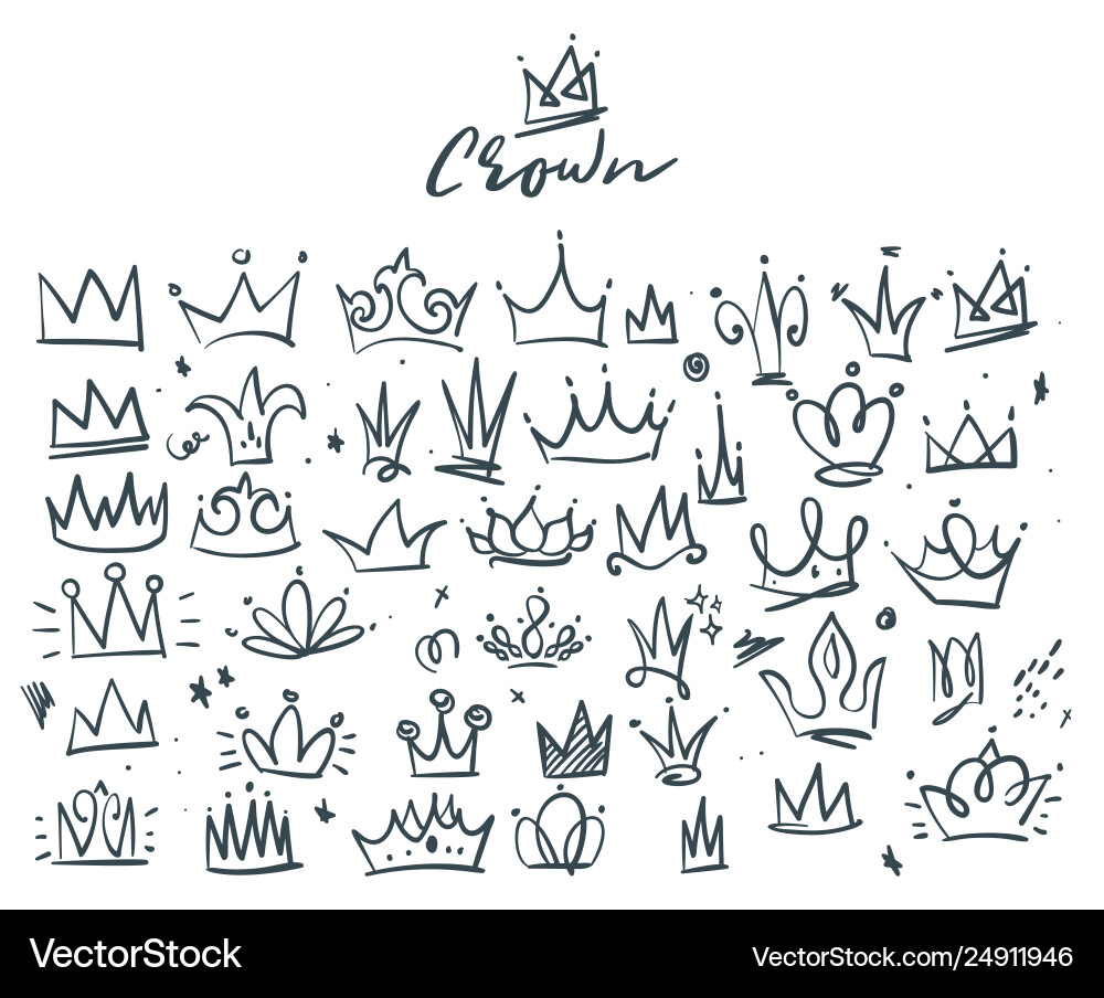 Doodle set crowns Royalty Free Vector Image - VectorStock