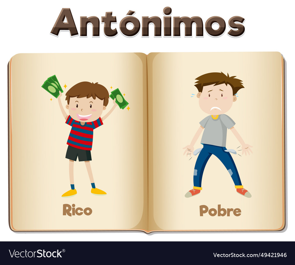 Education Antonyms Rich And Poor In Spanish Vector Image education-antonyms-rich-and-poor-in-spanish-vector-image