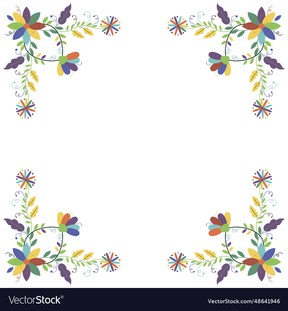 Folk embroidery frame otomi style border Vector Image