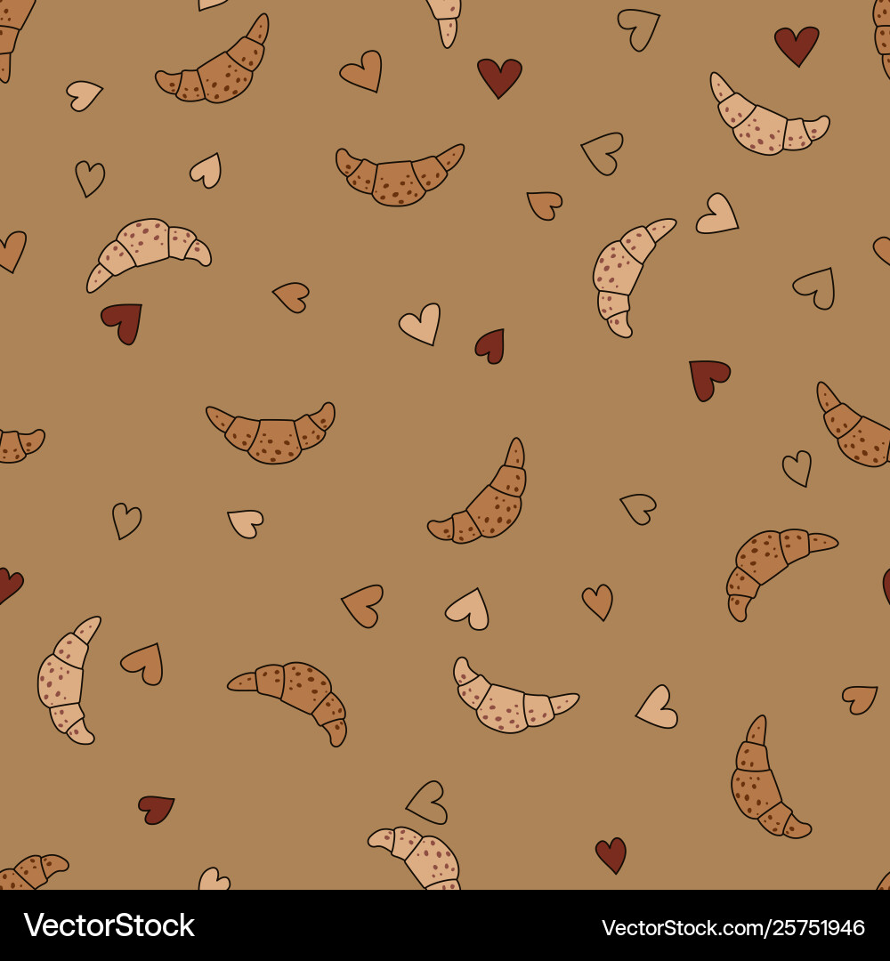 Seamless pattern with croissants Royalty Free Vector Image