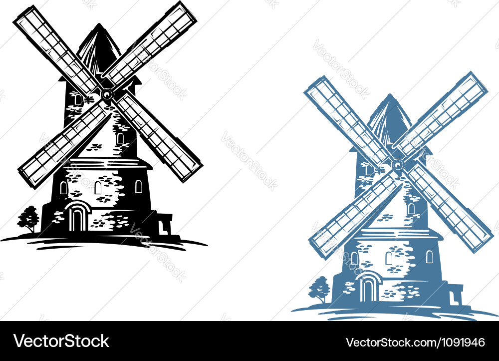 Windmill building Royalty Free Vector Image - VectorStock