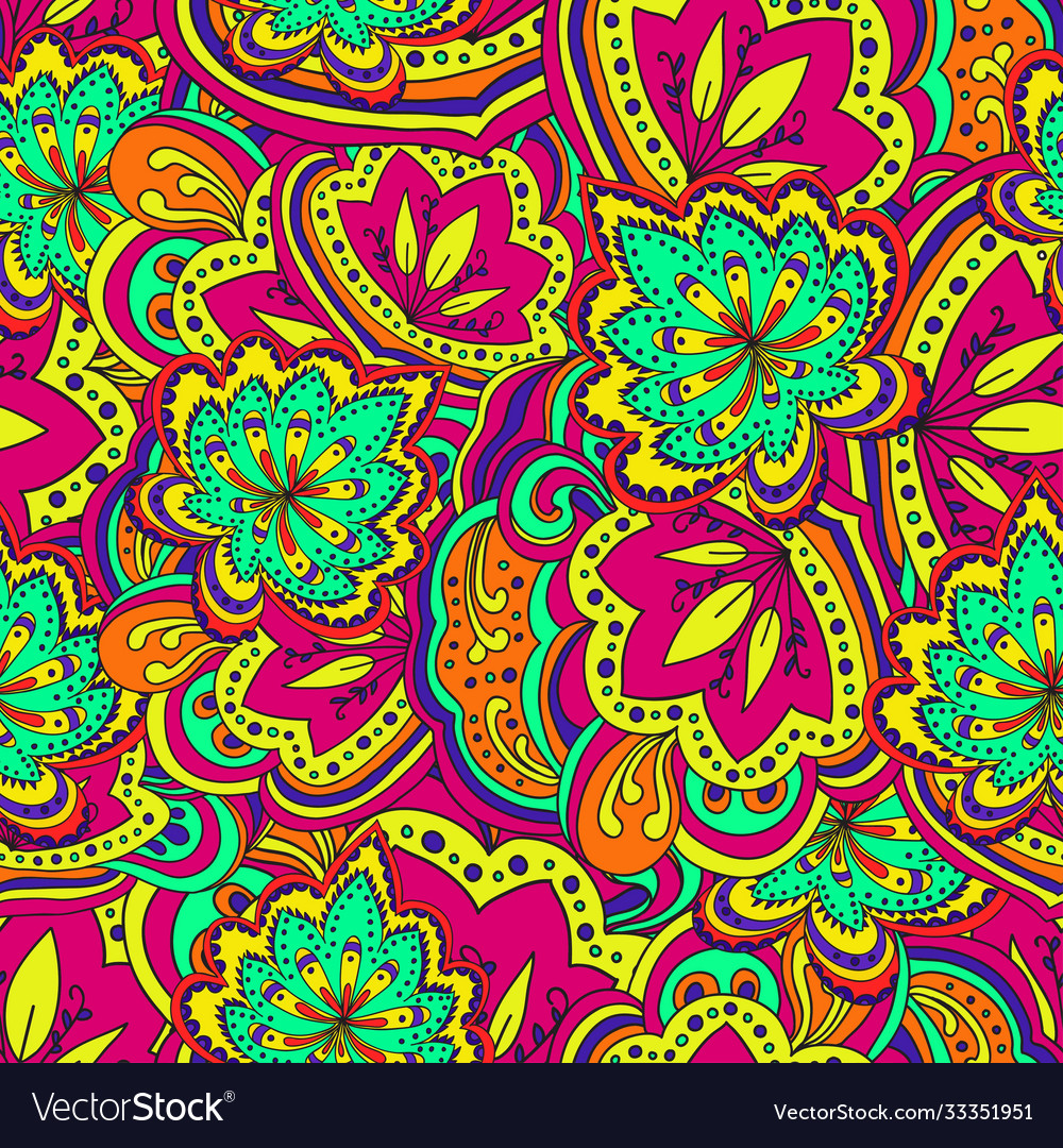 Abstract colorful ornamental pattern with paisley Vector Image