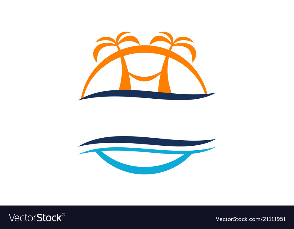 Download Beach travel holiday logo design template Vector Image