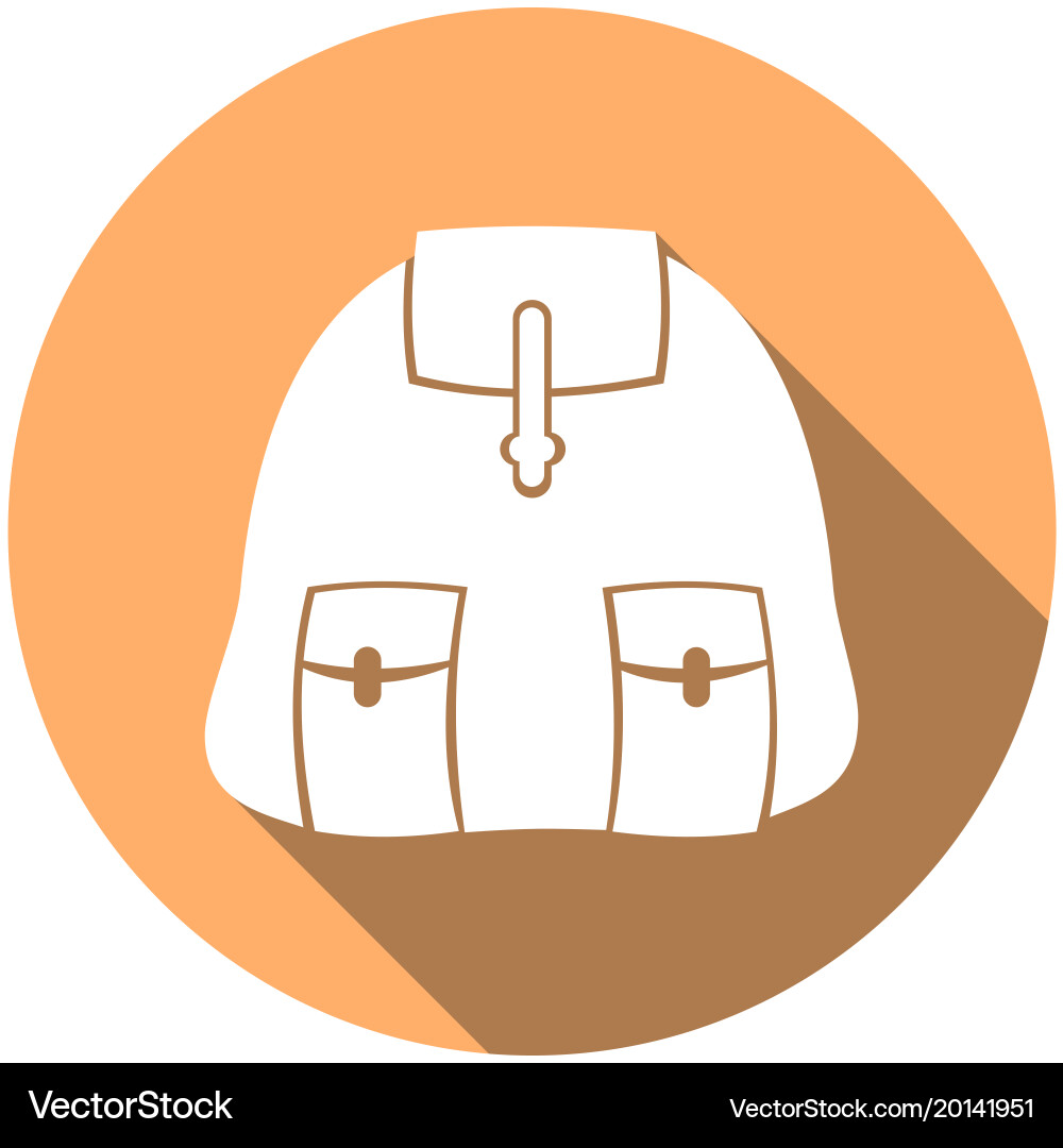 Flat icon backpack with long shadow Royalty Free Vector