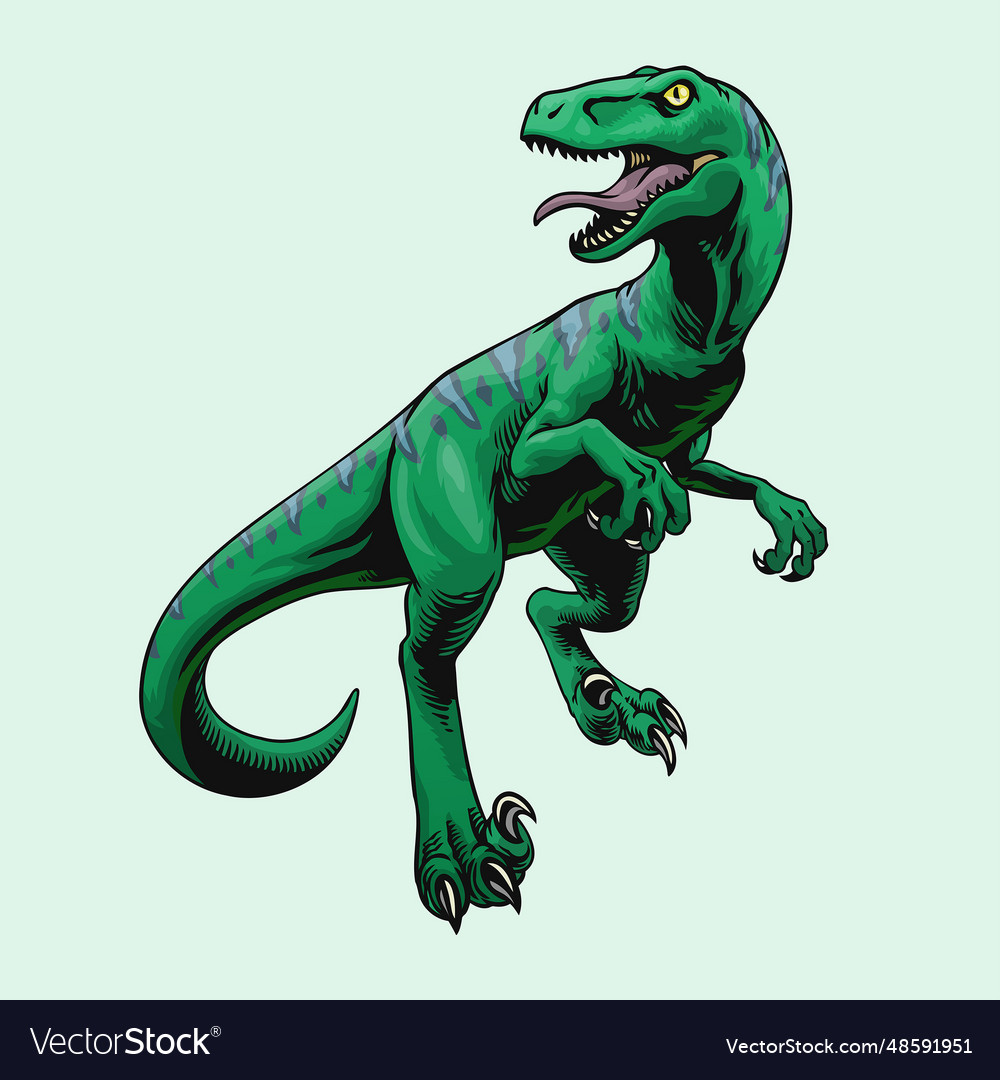 Handdrawn Velociraptor Dinosaurs Royalty Free Vector Image