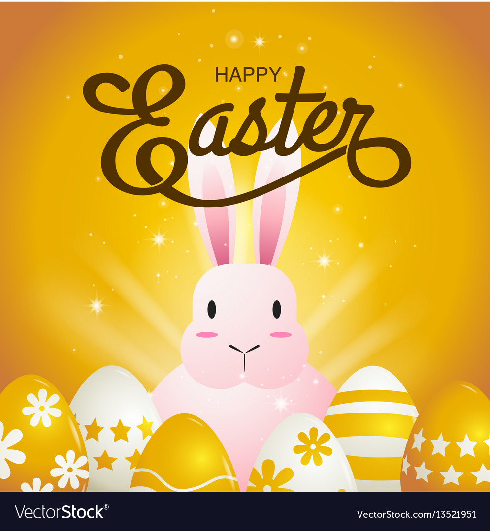 Happy easter typography cartoon character Vector Image