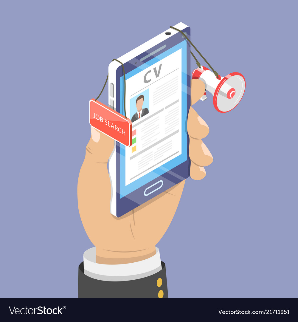 Online Job Search >> Online Job Search Isometric Flat Concept Online Job Search >> Online Job Search Isometric Flat Concept