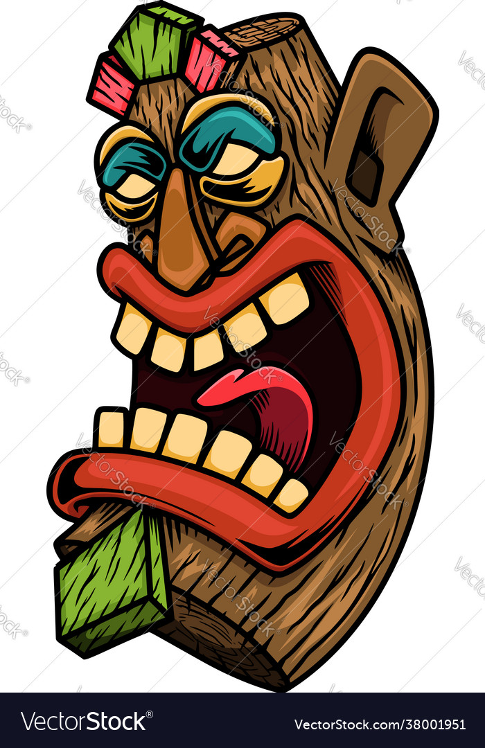 Tiki idol design element for logo label sign Vector Image