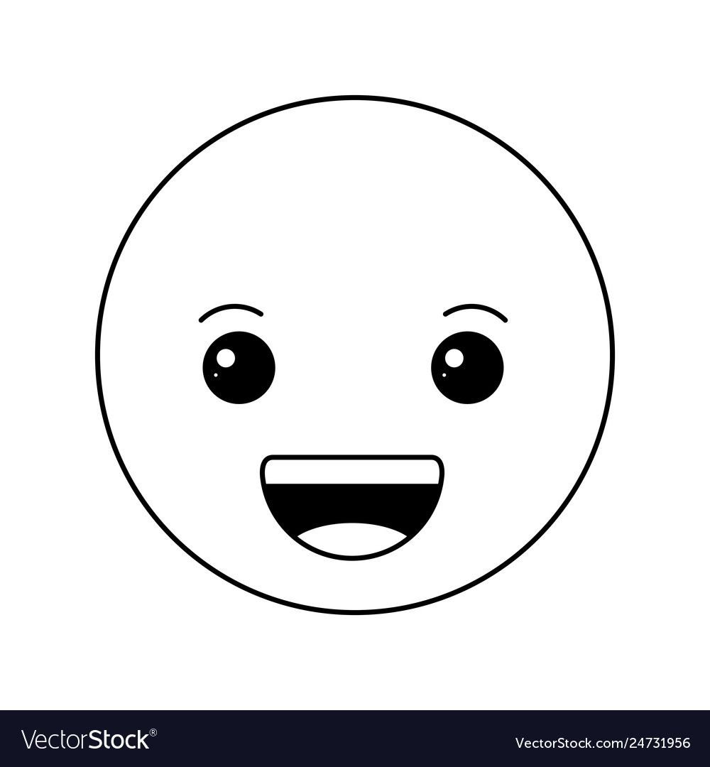 Cartoon happy head kawaii character Royalty Free Vector