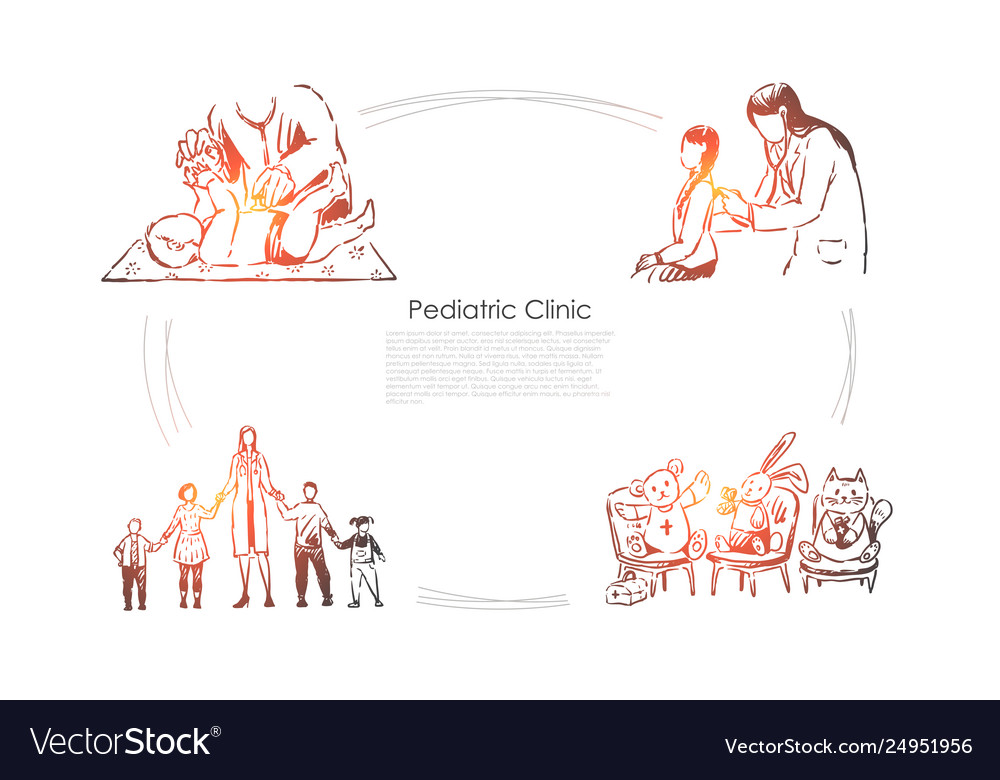Children Hospital Physician Checks Kids Health Vector Image