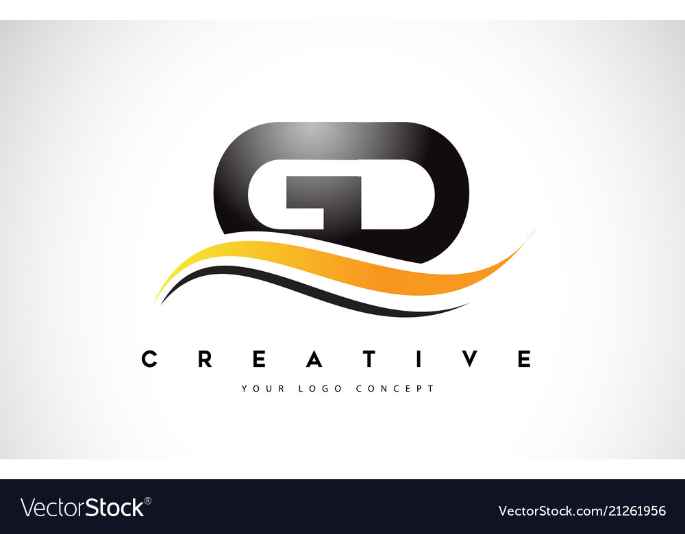 Gd g d swoosh letter logo design with modern vector image