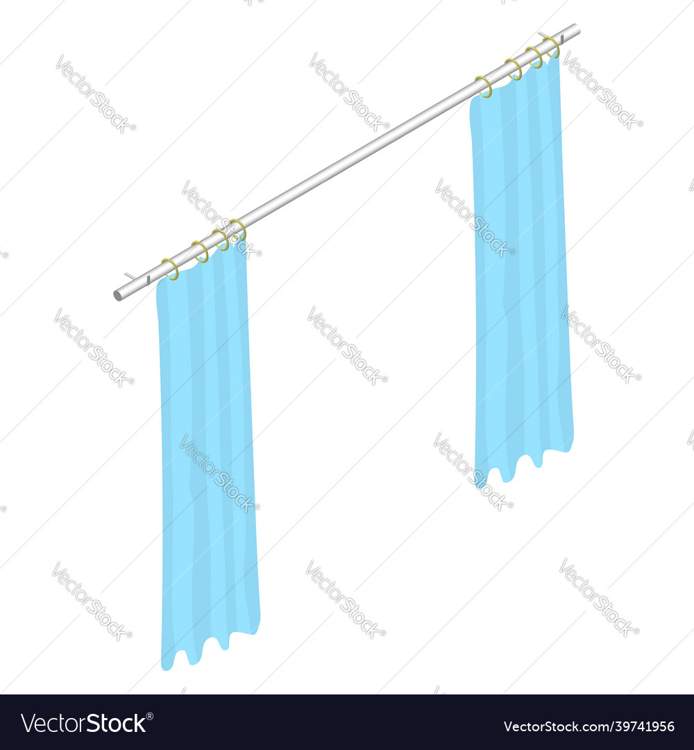 Isometric curtains with rings on the cornice Vector Image