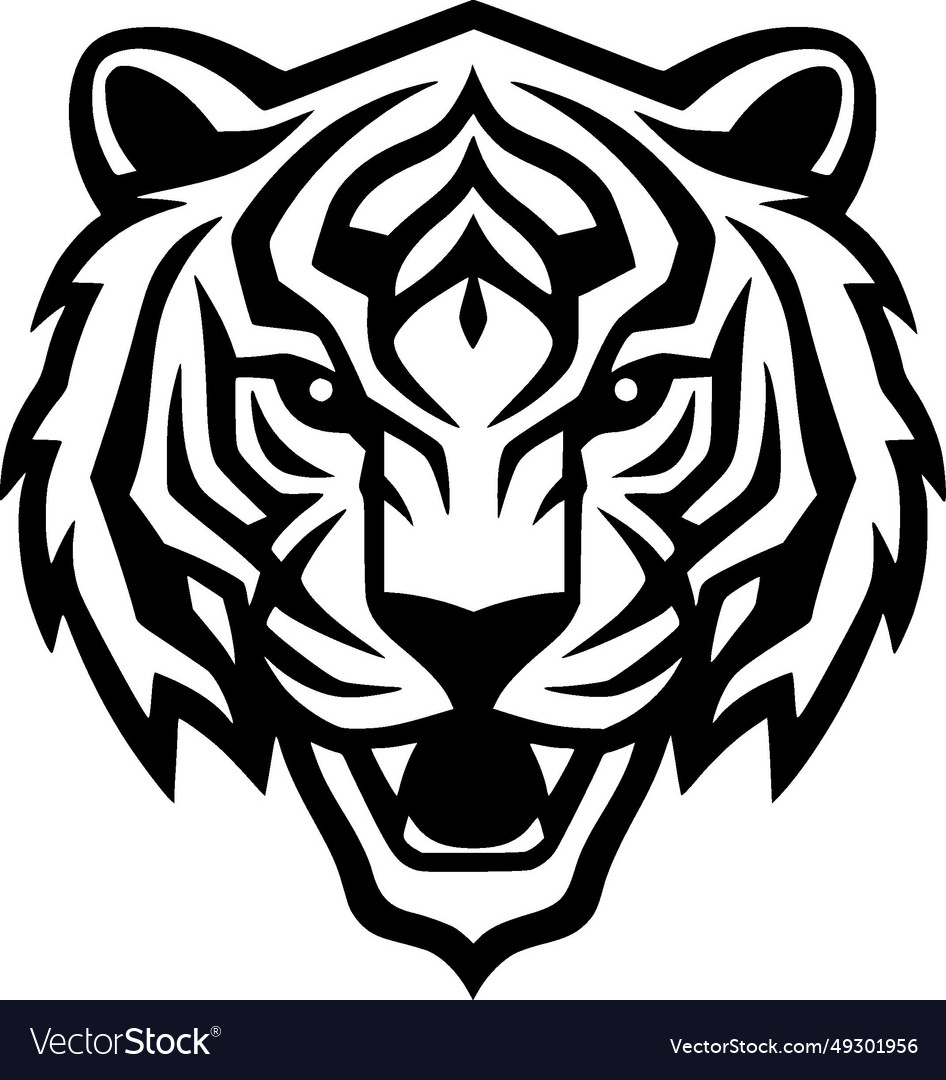 Tiger - black and white Royalty Free Vector Image