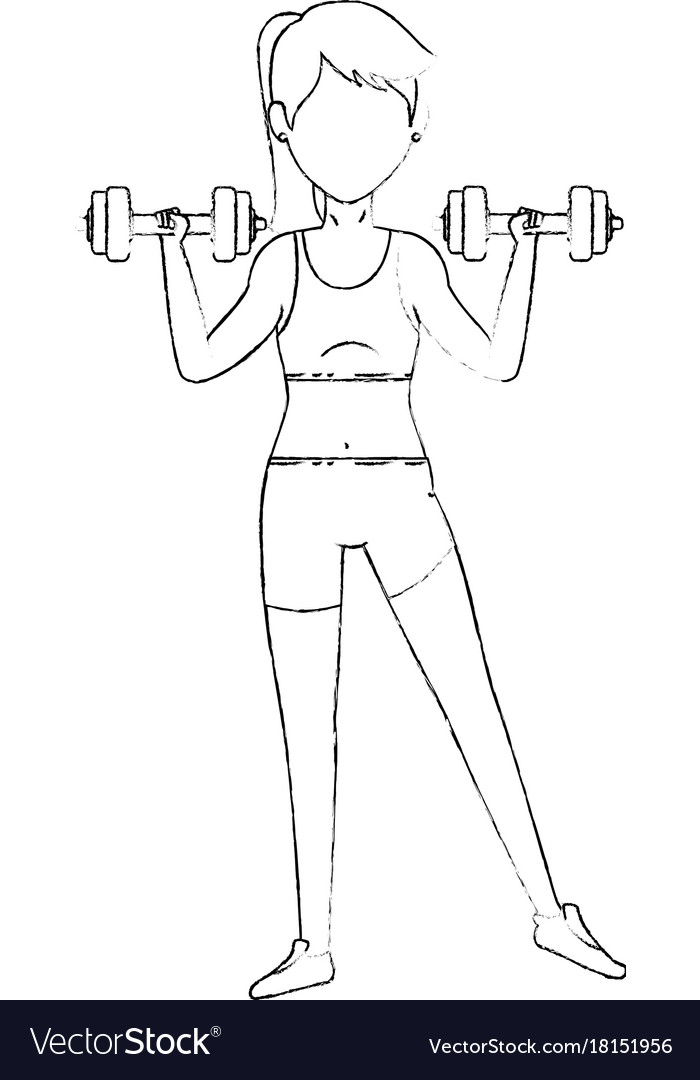 Woman athlete weight lifting avatar Royalty Free Vector