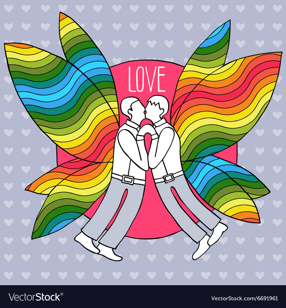 Gay butterflies couple in suits Royalty Free Vector Image