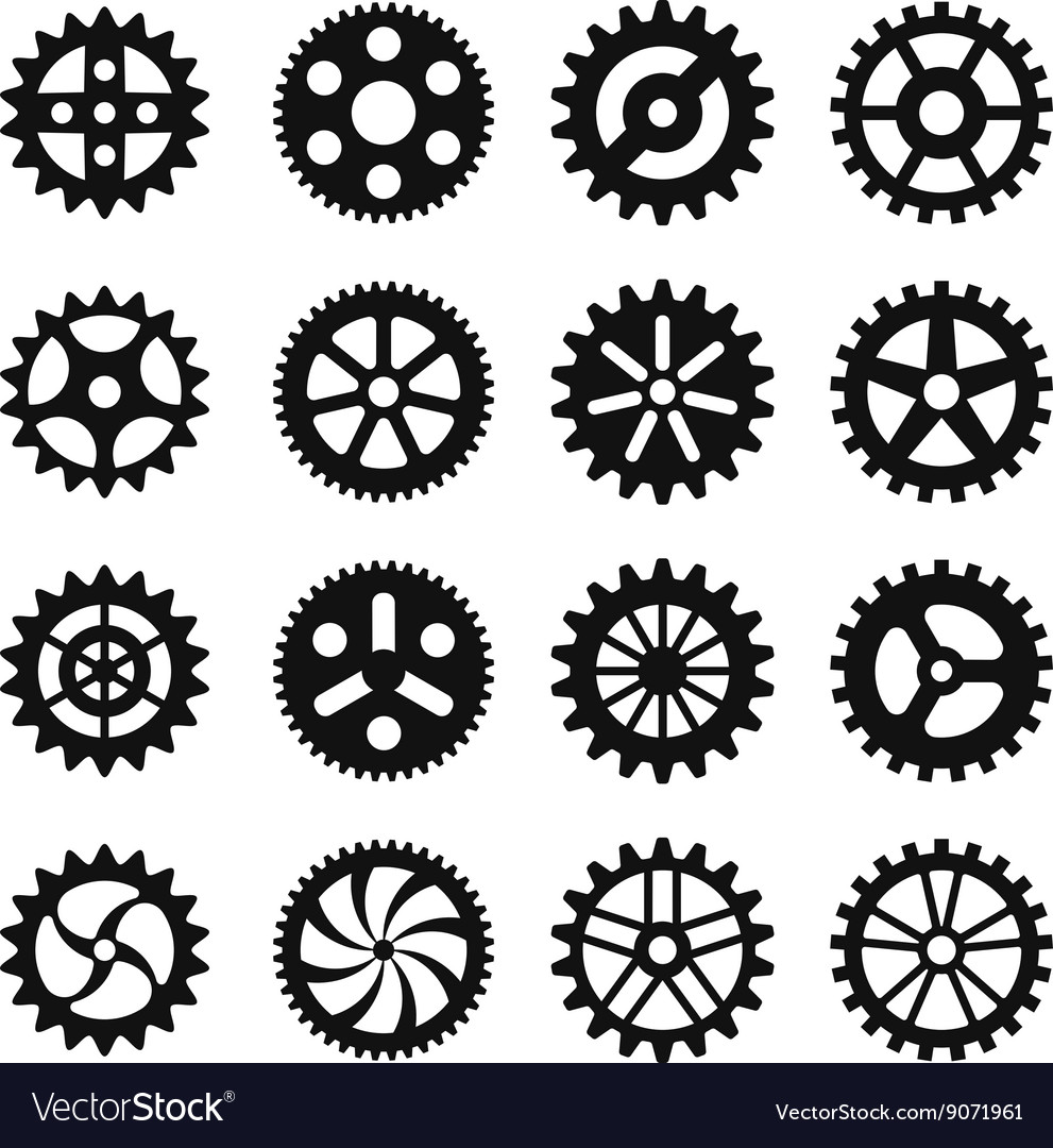 Gear wheels icons Royalty Free Vector Image VectorStock