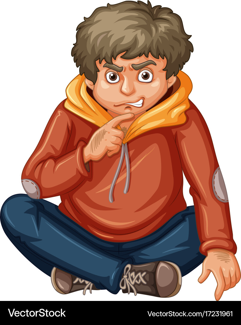 Man in orange sweat hood Royalty Free Vector Image