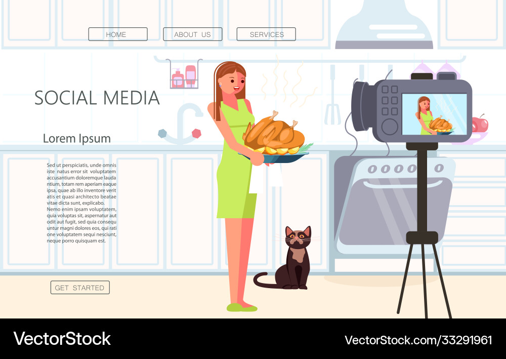 Webpage template vlogging Royalty Free Vector Image