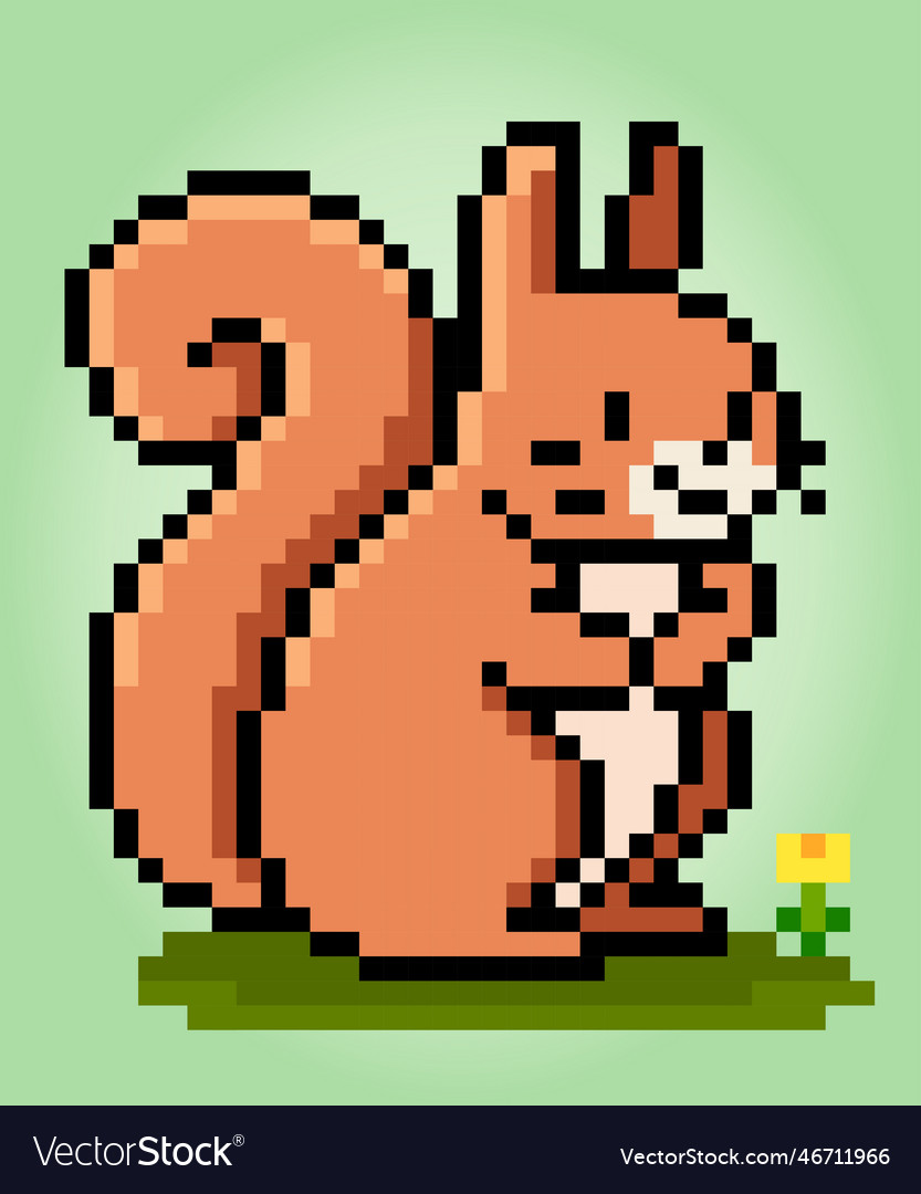 8 bit pixel of squirrel animal for game Royalty Free Vector