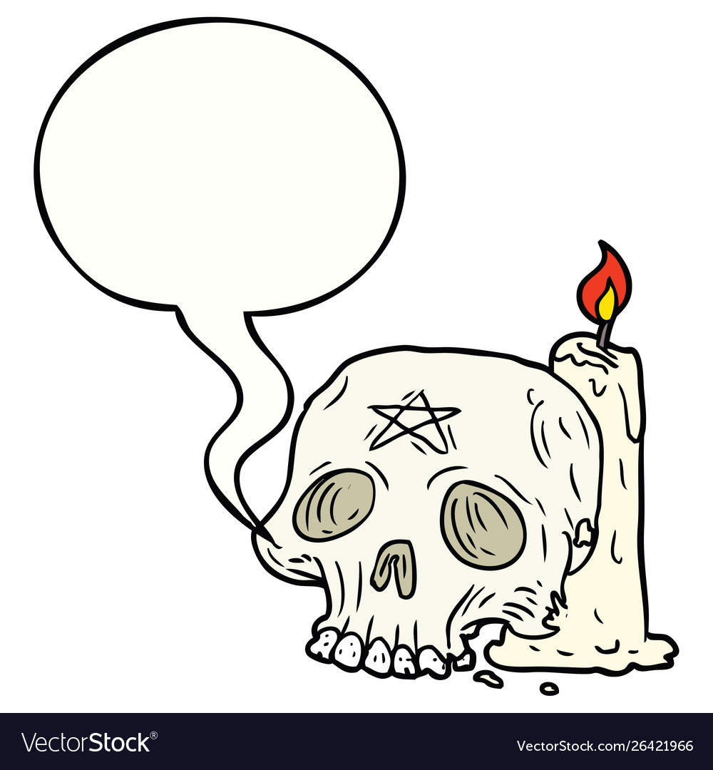 Cartoon spooky skull and candle speech bubble Vector Image