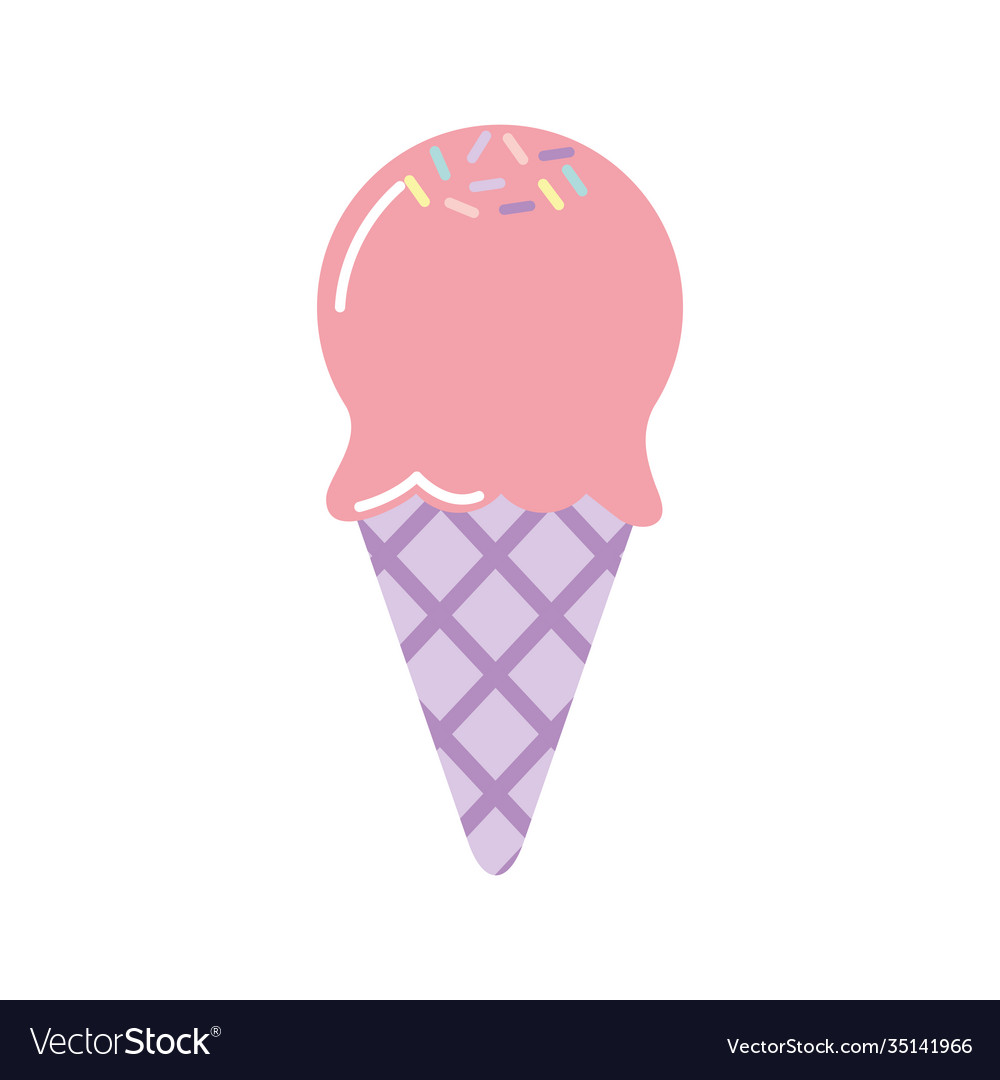 Ice cream with purple cone on white background Vector Image