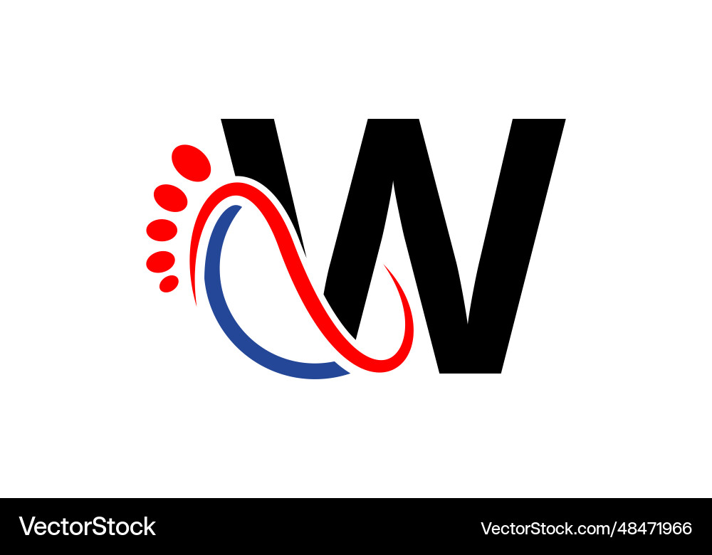 Letter w foot logo design template Royalty Free Vector Image