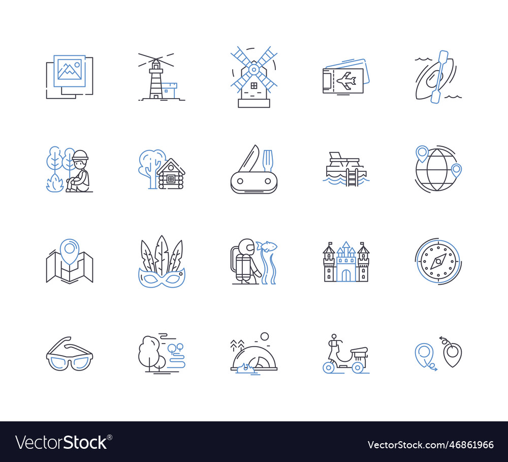 Safari company line icons collection adventure Vector Image