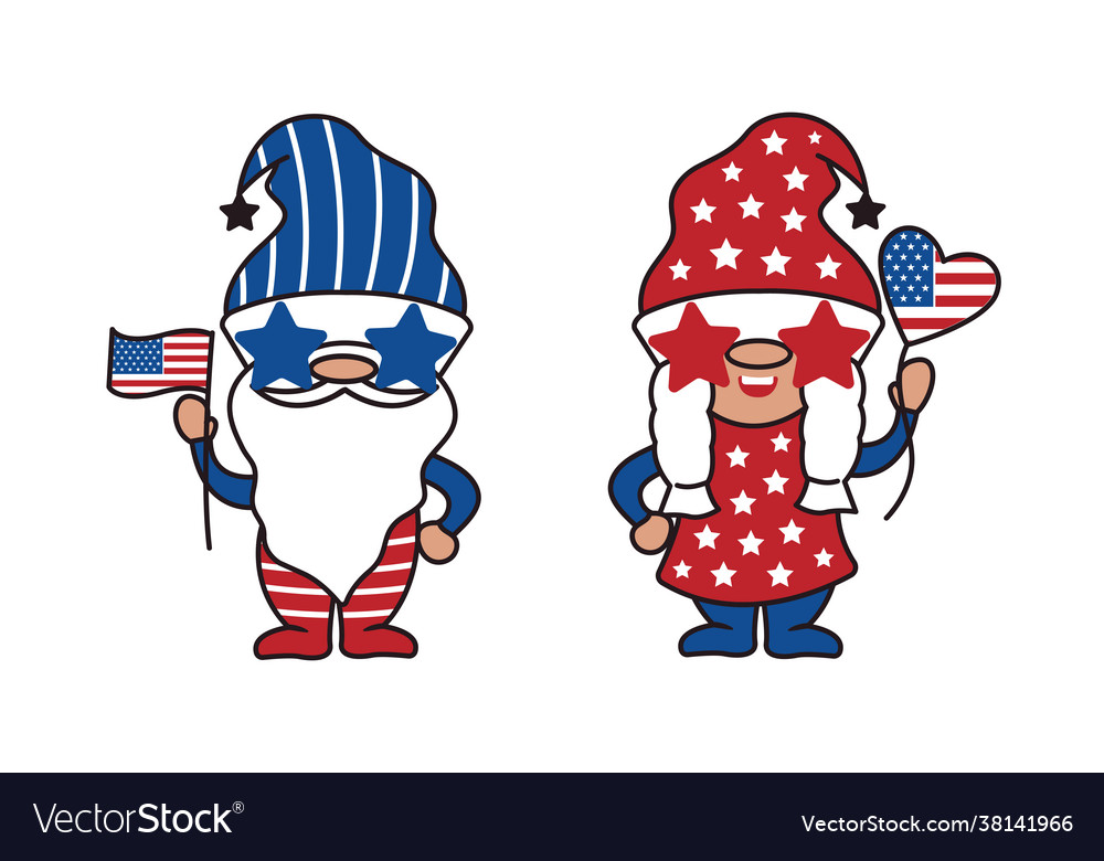 Scandinavian gnomes to celebrate 4th july day Vector Image