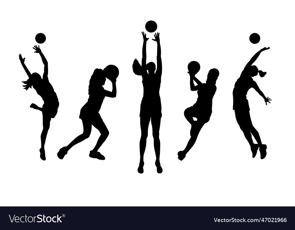 Set of silhouettes netball sport royalty free vector image