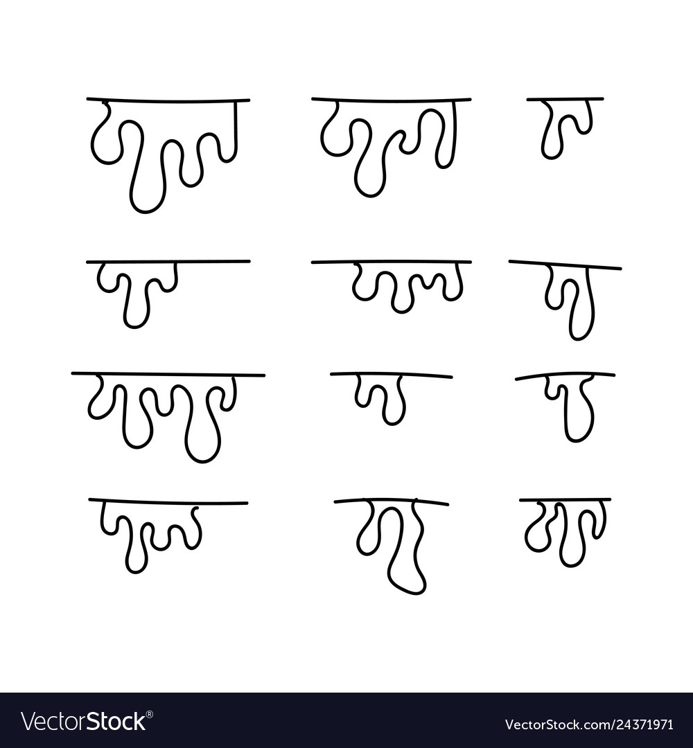 Flat set of sketch drawn in pencil dripping Vector Image